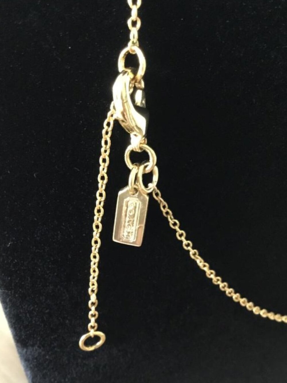 Coach Gold-tone Heart Pendant Necklace with Pink Crystal Accents - Picture 4 of 5